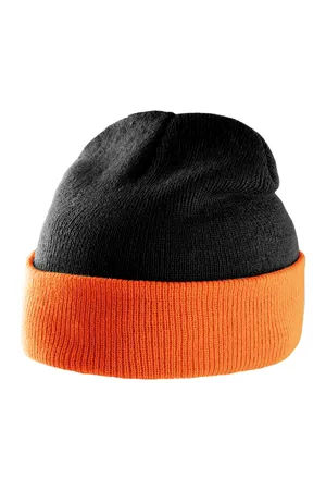 Zweifarbige Mütze mit Umschlag Black / Orange