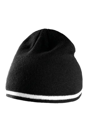 Beanie Mütze mit Kontrastrand black/white/black