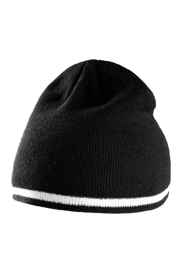 Beanie Mütze mit Kontrastrand black/white/black