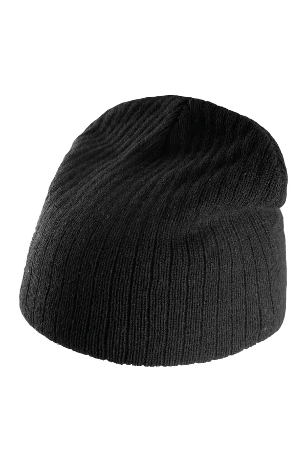 Rippstrick-Mütze Black
