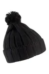 Bommelmütze mit Umschlag. Black