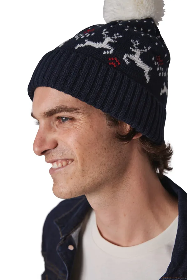 Christmas beanie with reindeer design