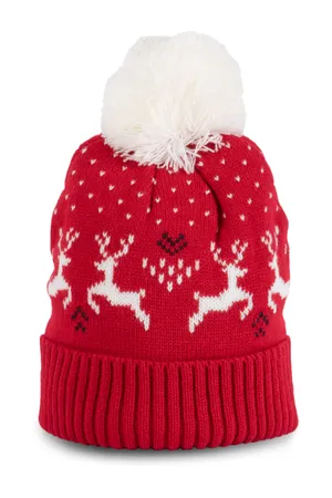 Rentier Weihnachtsmützev Cherry Red / Natural
