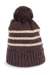 Gestreifte Strickmütze mit recyceltem Garn Dark Rosewood heather  / Light Sand Heather