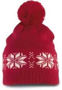 Christmas beanie knitted with Fair Isle pattern