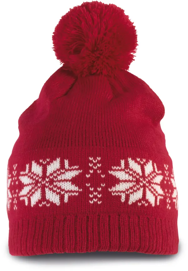 Christmas beanie knitted with Fair Isle pattern