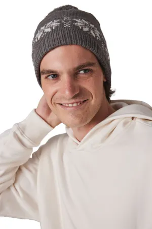 Weihnachtsstrickmütze mit Sternmuster Steel Grey