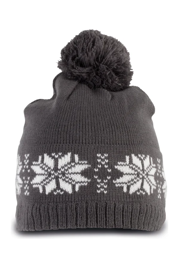 Weihnachtsstrickmütze mit Sternmuster Steel Grey