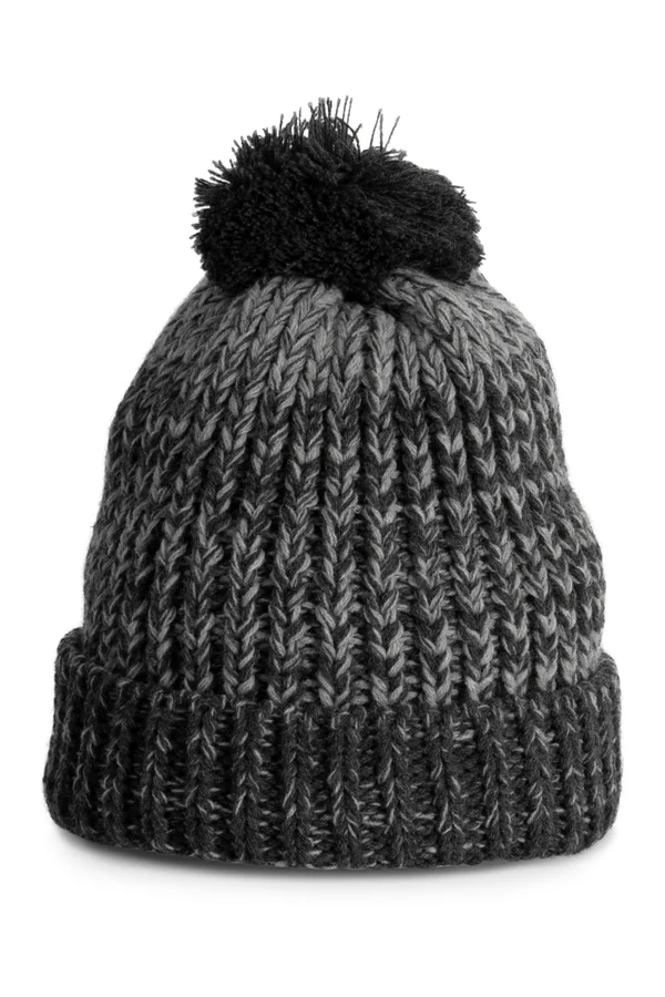 Bommelmütze Dark Grey Twist