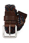 Zweifarbiger geflochtener Gürtel Dark Brown / Light Navy