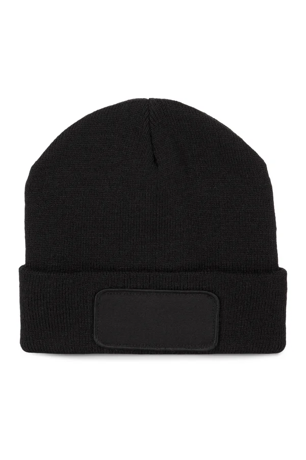 Recycelte Mütze mit Patch und Thinsulate™-Futter Black