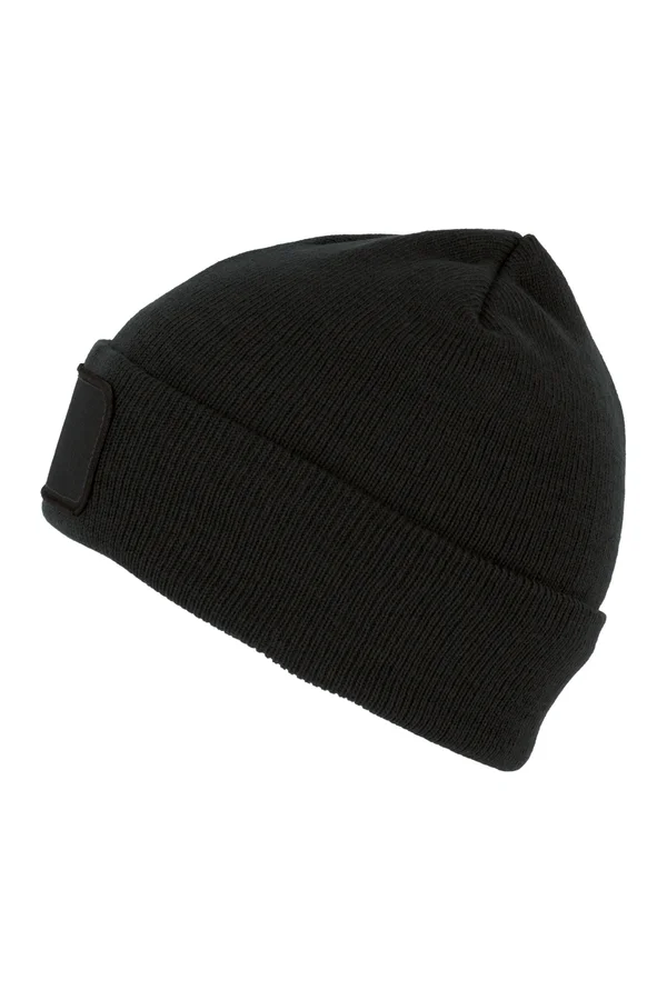 Recycelte Mütze mit Patch und Thinsulate™-Futter Black