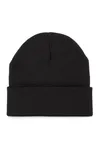 Recycelte Mütze mit Strickumschlag Black
