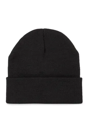 Recycelte Mütze mit Strickumschlag Black