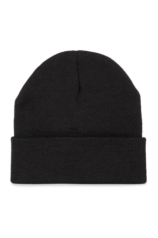 Recycelte Mütze mit Strickumschlag Black