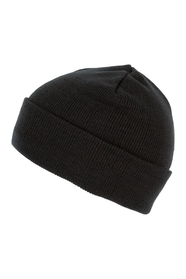 Recycelte Mütze mit Strickumschlag Black