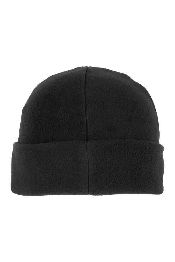 Recycelte Mütze aus Mikrofleece mit Umschlag Black