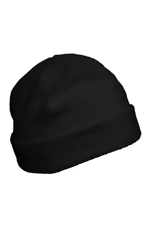 Recycelte Mütze aus Mikrofleece mit Umschlag Black