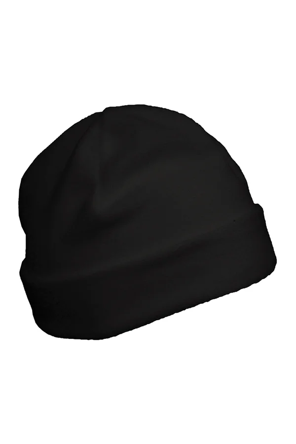 Recycelte Mütze aus Mikrofleece mit Umschlag Black