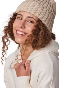 Double ribbed beanie with turn-up