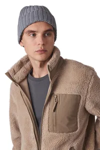Double ribbed beanie with turn-up