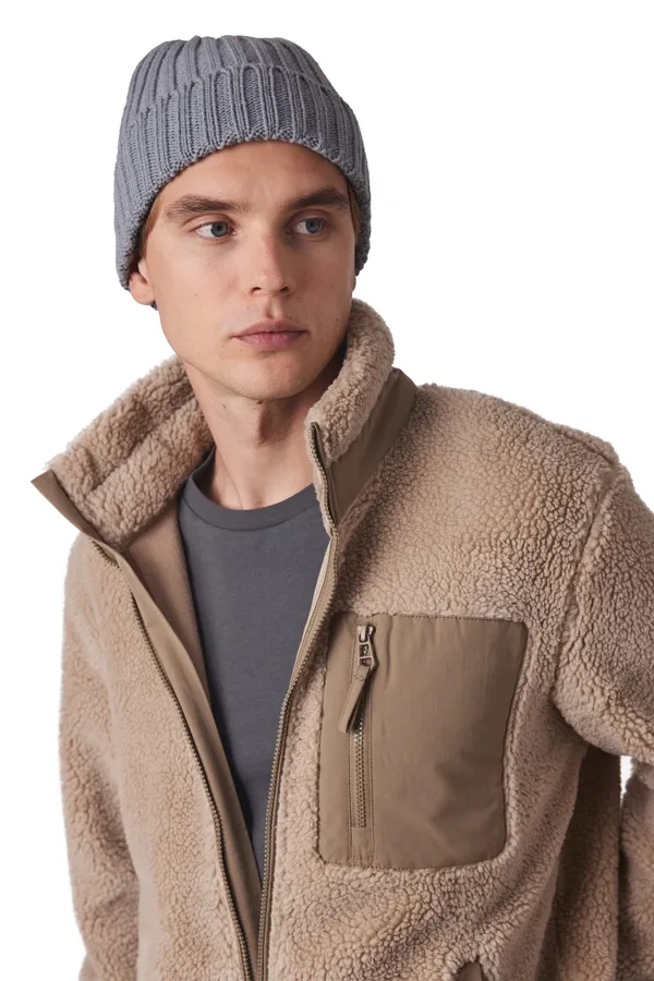 Double ribbed beanie with turn-up