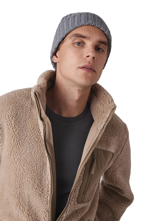 Double ribbed beanie with turn-up