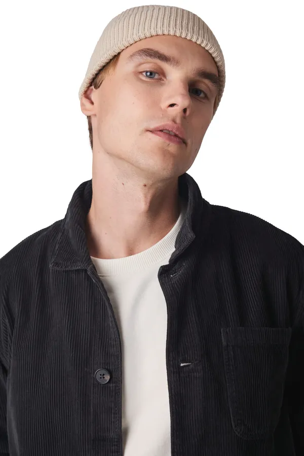 Ribbed beanie with turn-up