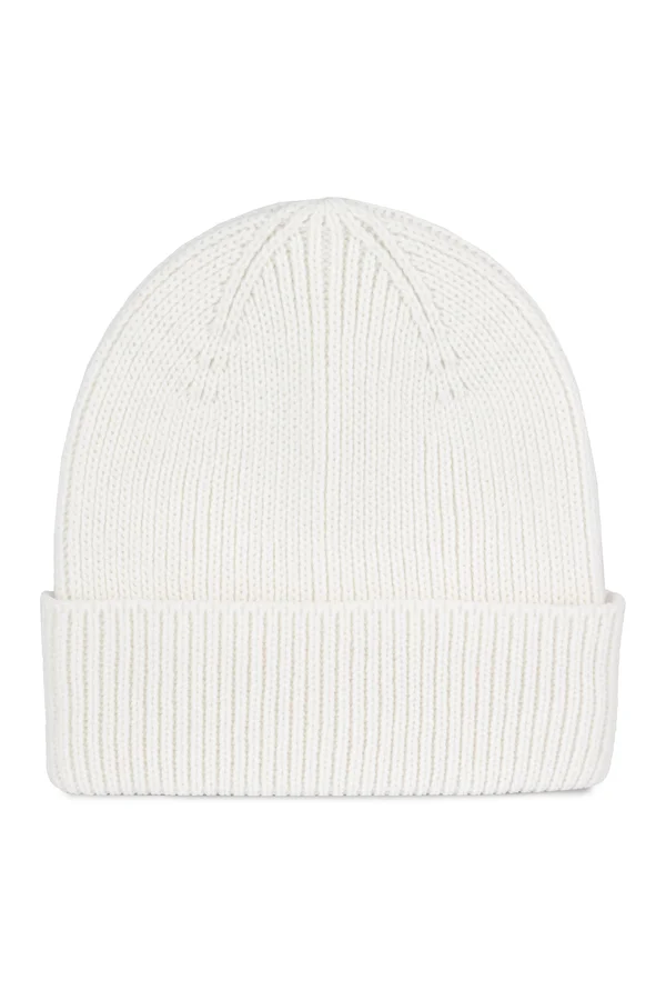 Gerippte Mütze mit Umschlag off white