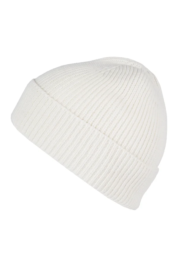 Gerippte Mütze mit Umschlag off white