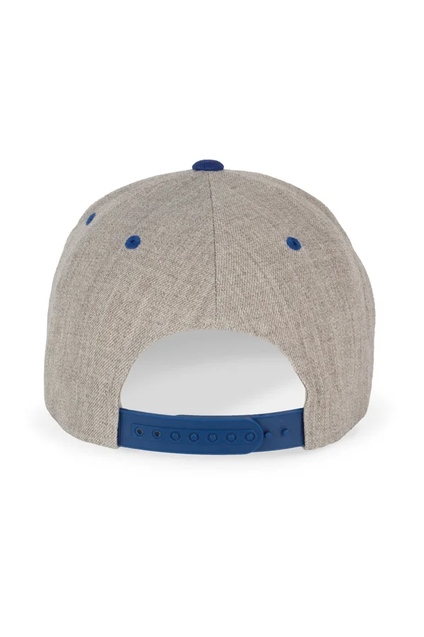 6-Panel-Kappe, flacher Schirm Heather Grey / Royal Blue