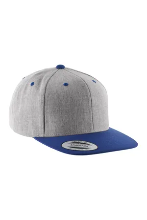 6-Panel-Kappe, flacher Schirm Heather Grey / Royal Blue