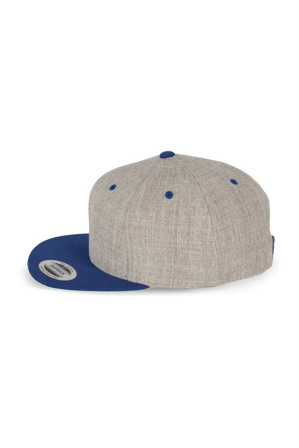6-Panel-Kappe, flacher Schirm Heather Grey / Royal Blue
