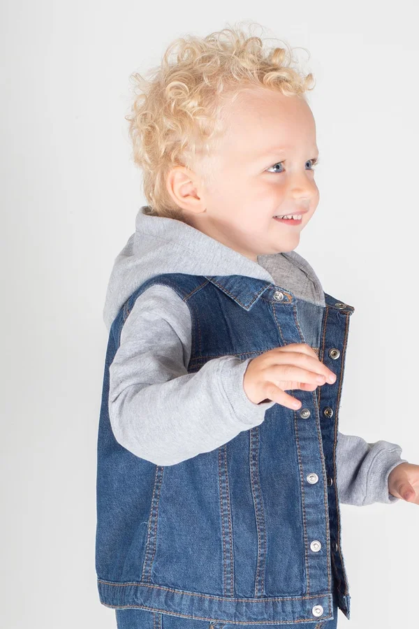 Kinder-Jeansjacke mit Kapuze Blue / Heather Grey