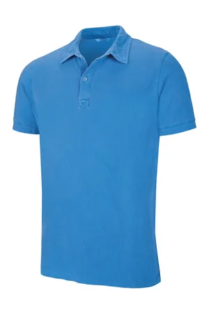 Herren Poloshirt Kurzarm Vintage Aqua Blue