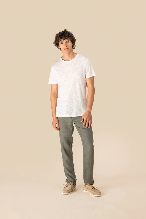 Herren-T-Shirt aus Leinen mit Rundhalsausschnitt