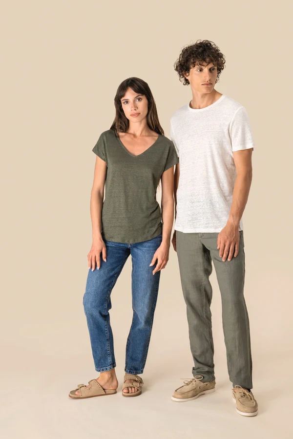 Herren-T-Shirt aus Leinen mit Rundhalsausschnitt