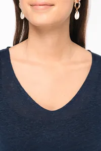 Ladies' V-neck linen t-shirt