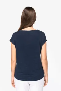 Ladies' V-neck linen t-shirt