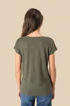 Damen-T-Shirt aus Leinen mit V-Ausschnitt