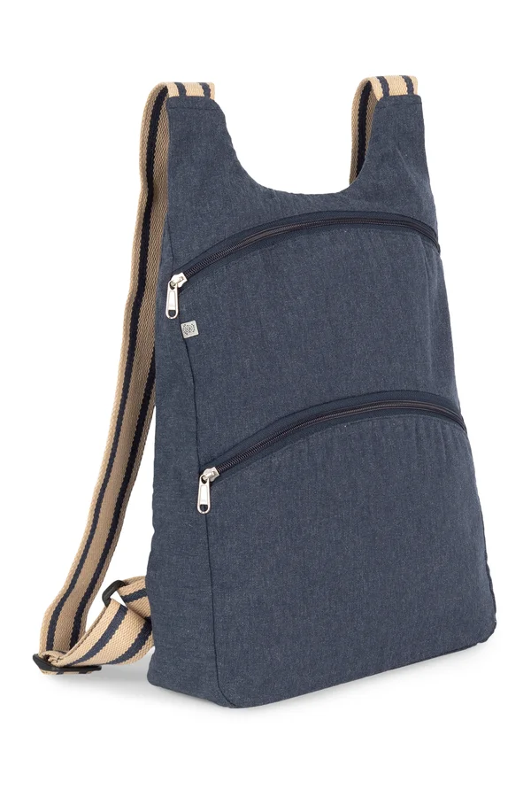 Umweltfreundlicher Rucksack horizon blue / desert sand / horizon blue stripes