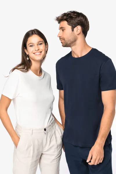 Eco-friendly  unisex organic cotton and linen t-shirt