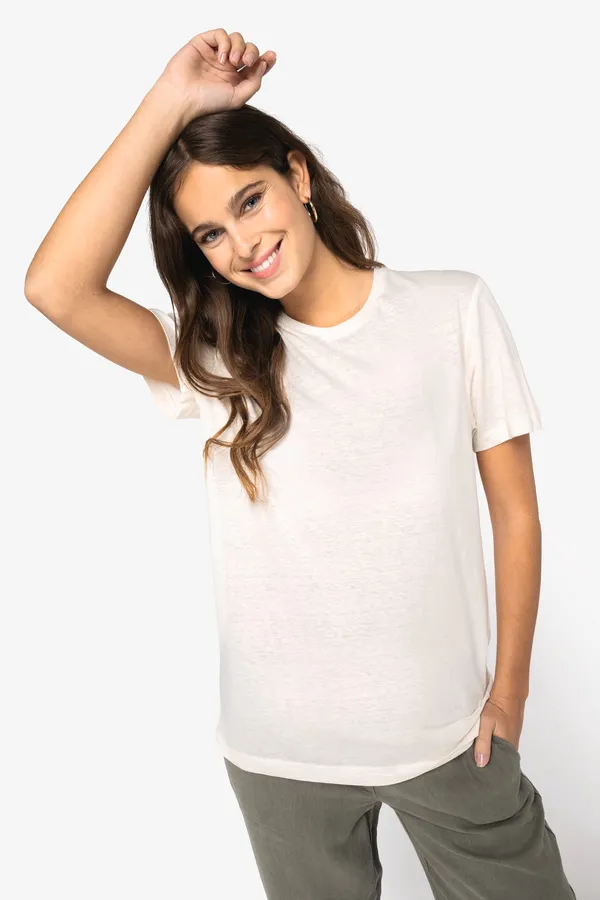 Eco-friendly  unisex organic cotton and linen t-shirt