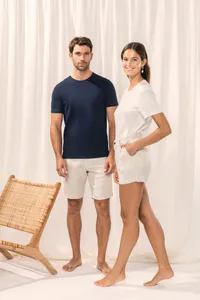 Eco-friendly  unisex organic cotton and linen t-shirt