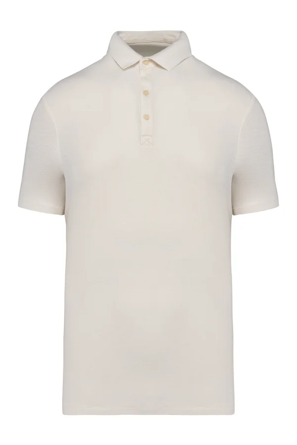 Polohemd für Herren mit gaufriertem Strick Ivory