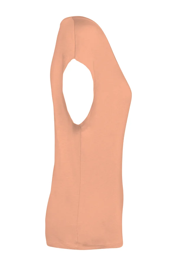 Umweltfreundliches Loose Damen-T-Shirt mit V-Ausschnitt Apricot