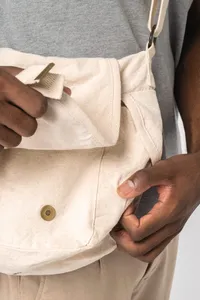 Eco-friendly washed effect messenger bag