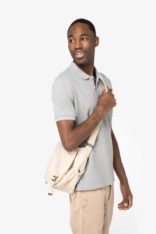 Eco-friendly washed effect messenger bag