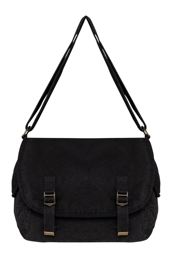 Umweltfreundliche ausgewaschene Umhängetasche Washed black
