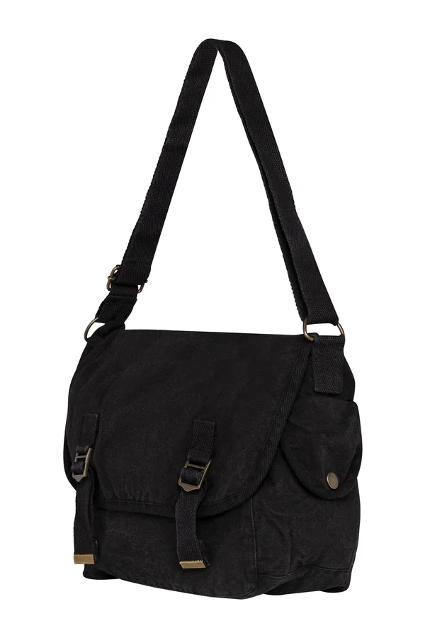 Umweltfreundliche ausgewaschene Umhängetasche Washed black